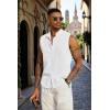 COOFANDY Mens Sleeveless Summer Shirts Beach Tank Tops Button Up Textured Tank Shirt for Vacation(White)
