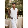 COOFANDY Mens Sleeveless Summer Shirts Beach Tank Tops Button Up Textured Tank Shirt for Vacation(White)