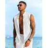 COOFANDY Mens Sleeveless Summer Shirts Beach Tank Tops Button Up Textured Tank Shirt for Vacation(White)