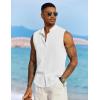 COOFANDY Mens Sleeveless Summer Shirts Beach Tank Tops Button Up Textured Tank Shirt for Vacation(White)