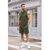 COOFANDY Mens Sleeveless Workout Hoodie Shorts Set 2 Piece Outfits Hooded Tank Tops Gym Tracksuit Sweatsuits(Army Green)