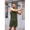 COOFANDY Mens Sleeveless Workout Hoodie Shorts Set 2 Piece Outfits Hooded Tank Tops Gym Tracksuit Sweatsuits(Army Green)