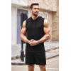 COOFANDY Mens Sleeveless Workout Hoodie Shorts Set 2 Piece Outfits Hooded Tank Tops Gym Tracksuit Sweatsuits(Black)
