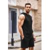 COOFANDY Mens Sleeveless Workout Hoodie Shorts Set 2 Piece Outfits Hooded Tank Tops Gym Tracksuit Sweatsuits(Black)
