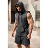 COOFANDY Mens Sleeveless Workout Hoodie Shorts Set 2 Piece Outfits Hooded Tank Tops Gym Tracksuit Sweatsuits(Dark Grey)