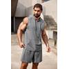 COOFANDY Mens Sleeveless Workout Hoodie Shorts Set 2 Piece Outfits Hooded Tank Tops Gym Tracksuit Sweatsuits(Light Grey)