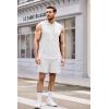 COOFANDY Mens Sleeveless Workout Hoodie Shorts Set 2 Piece Outfits Hooded Tank Tops Gym Tracksuit Sweatsuits(White)
