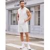 COOFANDY Mens Sleeveless Workout Hoodie Shorts Set 2 Piece Outfits Hooded Tank Tops Gym Tracksuit Sweatsuits(White)