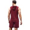 COOFANDY Mens Sleeveless Workout Hoodie Shorts Set 2 Piece Outfits Hooded Tank Tops Gym Tracksuit Sweatsuits(Wine Red)