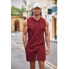 COOFANDY Mens Sleeveless Workout Hoodie Shorts Set 2 Piece Outfits Hooded Tank Tops Gym Tracksuit Sweatsuits(Wine Red)