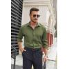 COOFANDY Mens Stretch Dress Shirts Long Sleeve Button Down Shirt Regular Fit Formal Business Shirts(Army Green)
