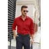 COOFANDY Mens Stretch Dress Shirts Long Sleeve Button Down Shirt Regular Fit Formal Business Shirts(Deep Red)