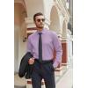 COOFANDY Mens Stretch Dress Shirts Long Sleeve Button Down Shirt Regular Fit Formal Business Shirts(Lavender)
