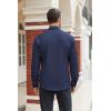 COOFANDY Mens Stretch Dress Shirts Long Sleeve Button Down Shirt Regular Fit Formal Business Shirts(Midnight Blue)