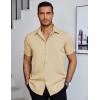 COOFANDY Men’s Stretch Dress Shirts Short Sleeve Wrinkle Free Casual Button Down Shirts(Beige)