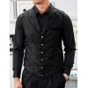 COOFANDY Mens Suit Vest Paisley Floral Victorian Vests Gothic Steampunk Formal Waistcoat Tuxedo Vests with Notched Lapels(Black)