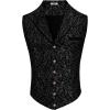 COOFANDY Mens Suit Vest Paisley Floral Victorian Vests Gothic Steampunk Formal Waistcoat Tuxedo Vests with Notched Lapels(Black Filigree)