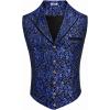 COOFANDY Mens Suit Vest Paisley Floral Victorian Vests Gothic Steampunk Formal Waistcoat Tuxedo Vests with Notched Lapels(Blue Filigree)
