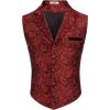 COOFANDY Mens Suit Vest Paisley Floral Victorian Vests Gothic Steampunk Formal Waistcoat Tuxedo Vests with Notched Lapels(Bright Red Paisley)