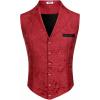 COOFANDY Mens Suit Vest Paisley Floral Victorian Vests Gothic Steampunk Formal Waistcoat Tuxedo Vests with Notched Lapels(Burgundy)