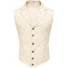COOFANDY Mens Suit Vest Paisley Floral Victorian Vests Gothic Steampunk Formal Waistcoat Tuxedo Vests with Notched Lapels(Champagne Filigree)
