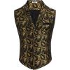 COOFANDY Mens Suit Vest Paisley Floral Victorian Vests Gothic Steampunk Formal Waistcoat Tuxedo Vests with Notched Lapels(Gold Paisley)
