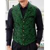 COOFANDY Mens Suit Vest Paisley Floral Victorian Vests Gothic Steampunk Formal Waistcoat Tuxedo Vests with Notched Lapels(Green)