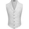 COOFANDY Mens Suit Vest Paisley Floral Victorian Vests Gothic Steampunk Formal Waistcoat Tuxedo Vests with Notched Lapels(White)