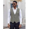 COOFANDY Men’s Suit Vest Slim Fit Casual Business Vests Lightweight V-Neck Formal Dress Waistcoat for Wedding Prom(Grey)