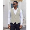 COOFANDY Men’s Suit Vest Slim Fit Casual Business Vests Lightweight V-Neck Formal Dress Waistcoat for Wedding Prom(Light Grey)