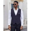COOFANDY Men’s Suit Vest Slim Fit Casual Business Vests Lightweight V-Neck Formal Dress Waistcoat for Wedding Prom(Navy Blue)