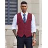 COOFANDY Men’s Suit Vest Slim Fit Casual Business Vests Lightweight V-Neck Formal Dress Waistcoat for Wedding Prom(Wine Red)