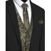 COOFANDY Men’s Suit Vest Tie Set 3PC Paisley Jacquard Waistcoat and Necktie Pocket Square for Holiday Party Wedding(A Gold)