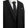 COOFANDY Men’s Suit Vest Tie Set 3PC Paisley Jacquard Waistcoat and Necktie Pocket Square for Holiday Party Wedding(Black Filigree)