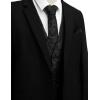 COOFANDY Men’s Suit Vest Tie Set 3PC Paisley Jacquard Waistcoat and Necktie Pocket Square for Holiday Party Wedding(Black Paisley)