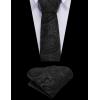 COOFANDY Men’s Suit Vest Tie Set 3PC Paisley Jacquard Waistcoat and Necktie Pocket Square for Holiday Party Wedding(Black Paisley)