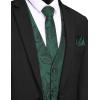 COOFANDY Men’s Suit Vest Tie Set 3PC Paisley Jacquard Waistcoat and Necktie Pocket Square for Holiday Party Wedding(Dark Green)