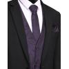 COOFANDY Men’s Suit Vest Tie Set 3PC Paisley Jacquard Waistcoat and Necktie Pocket Square for Holiday Party Wedding(Purple)