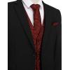 COOFANDY Men’s Suit Vest Tie Set 3PC Paisley Jacquard Waistcoat and Necktie Pocket Square for Holiday Party Wedding(Red Paisley)