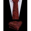 COOFANDY Men’s Suit Vest Tie Set 3PC Paisley Jacquard Waistcoat and Necktie Pocket Square for Holiday Party Wedding(Red Paisley)