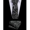 COOFANDY Men’s Suit Vest Tie Set 3PC Paisley Jacquard Waistcoat and Necktie Pocket Square for Holiday Party Wedding(Silver)