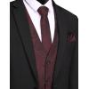 COOFANDY Men’s Suit Vest Tie Set 3PC Paisley Jacquard Waistcoat and Necktie Pocket Square for Holiday Party Wedding(Wine Red)