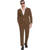 COOFANDY Men’s Suits 2 Piece Slim Fit Suit Set 2 Button Lightweight Casual Knit Blazer Suit Jacket Pants(Brown)