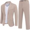 COOFANDY Men’s Suits 2 Piece Slim Fit Suit Set 2 Button Lightweight Casual Knit Blazer Suit Jacket Pants(Champagne)