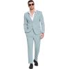 COOFANDY Men’s Suits 2 Piece Slim Fit Suit Set 2 Button Lightweight Casual Knit Blazer Suit Jacket Pants(Light Blue)