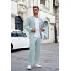 COOFANDY Men’s Suits 2 Piece Slim Fit Suit Set 2 Button Lightweight Casual Knit Blazer Suit Jacket Pants(Light Blue)