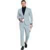 COOFANDY Men’s Suits 2 Piece Slim Fit Suit Set 2 Button Lightweight Casual Knit Blazer Suit Jacket Pants(Light Blue)