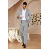 COOFANDY Men’s Suits 2 Piece Slim Fit Suit Set 2 Button Lightweight Casual Knit Blazer Suit Jacket Pants(Light Grey)