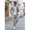 COOFANDY Men’s Suits 2 Piece Slim Fit Suit Set 2 Button Lightweight Casual Knit Blazer Suit Jacket Pants(Light Grey)