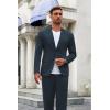 COOFANDY Men’s Suits 2 Piece Slim Fit Suit Set 2 Button Lightweight Casual Knit Blazer Suit Jacket Pants(Navy Blue)